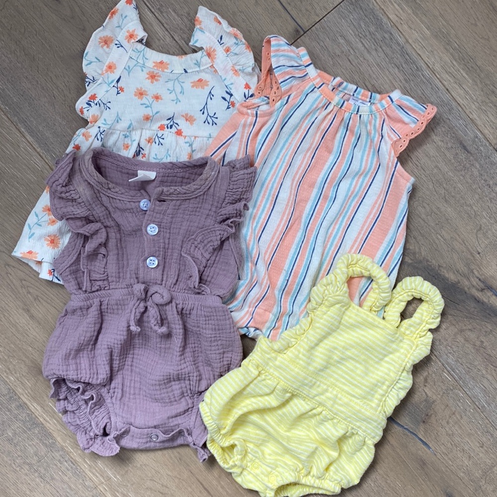 Newborn Soft and Cozy Warm Weather Romper Set of Four